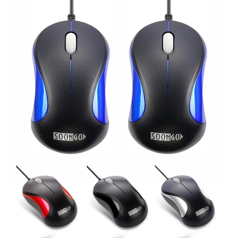SOON GO Laptop Mouse 2 Pack USB Optical Wired Mouse for Office and Home Use Compatible PCs Laptop Desktop Windows 7/8/10/11/XP Vista and Mac Blue by SOONGO - Image 1